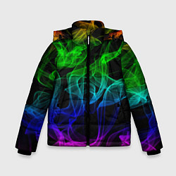 Куртка зимняя для мальчика Разноцветный неоновый дым, цвет: 3D-черный