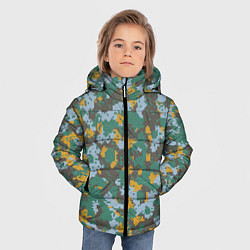Куртка зимняя для мальчика Цифровой камуфляж - зелено-голубой, цвет: 3D-черный — фото 2