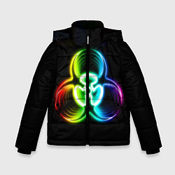 Куртка зимняя для мальчика Biohazard - неоновый знак, цвет: 3D-светло-серый
