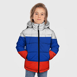 Куртка зимняя для мальчика Триколор - флаг России плетёный, цвет: 3D-красный — фото 2