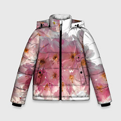 Куртка зимняя для мальчика Нежно розовая сакура, цвет: 3D-светло-серый