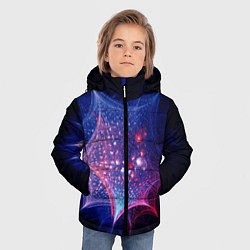 Куртка зимняя для мальчика Узоры из линий и кругов, цвет: 3D-светло-серый — фото 2