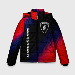 Куртка зимняя для мальчика Lamborghini красный карбон, цвет: 3D-черный
