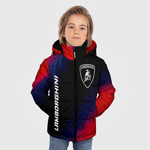 Зимняя куртка для мальчика Lamborghini красный карбон / 3D-Черный – фото 3