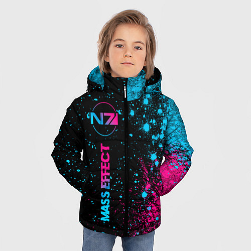 Зимняя куртка для мальчика Mass Effect - neon gradient: по-вертикали / 3D-Черный – фото 3