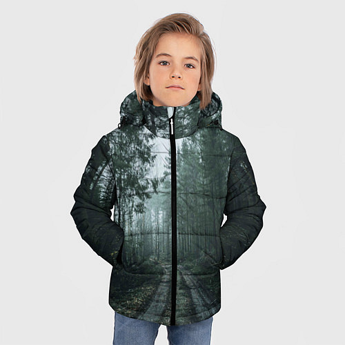 Зимняя куртка для мальчика Дорога в лес / 3D-Черный – фото 3