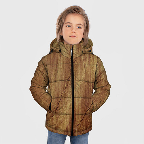 Зимняя куртка для мальчика Деревянная текстура / 3D-Черный – фото 3