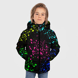 Куртка зимняя для мальчика Брызги неоновых красок, цвет: 3D-черный — фото 2