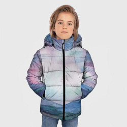 Куртка зимняя для мальчика Горный пейзаж акварель, цвет: 3D-черный — фото 2