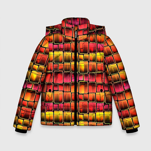 Зимняя куртка для мальчика Неоновый геометрический узор / 3D-Светло-серый – фото 1
