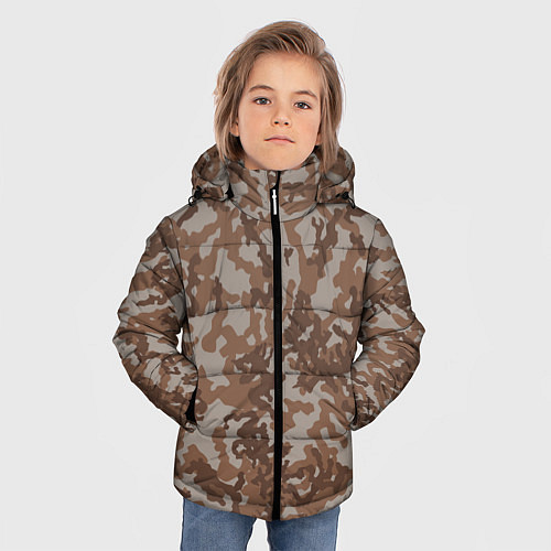 Зимняя куртка для мальчика Камуфляж ВСР-84 песчаный / 3D-Черный – фото 3