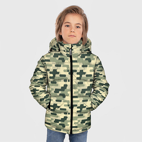 Зимняя куртка для мальчика Камуфляж танковый мелкий / 3D-Черный – фото 3