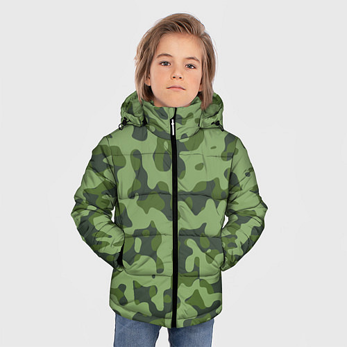 Зимняя куртка для мальчика Камуфляж ВСР-93 Флора - Арбуз / 3D-Черный – фото 3