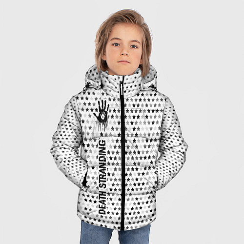 Зимняя куртка для мальчика Death Stranding glitch на светлом фоне: по-вертика / 3D-Черный – фото 3