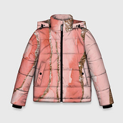 Куртка зимняя для мальчика Розовое золото акварель, цвет: 3D-черный