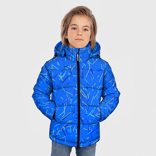 Зимняя куртка для мальчика Особый Сине-голубой абстрактный / 3D-Черный – фото 3