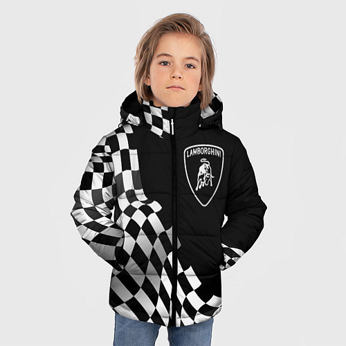 Зимняя куртка для мальчика Lamborghini racing flag / 3D-Черный – фото 3