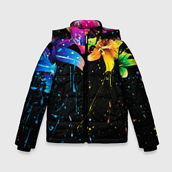 Куртка зимняя для мальчика Цветные лилии, цвет: 3D-светло-серый