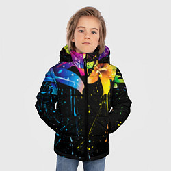 Куртка зимняя для мальчика Цветные лилии, цвет: 3D-красный — фото 2