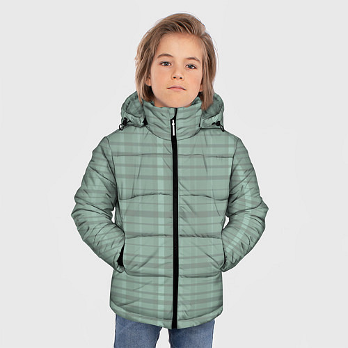 Зимняя куртка для мальчика Абстракция Бледная геометрия Полосы / 3D-Черный – фото 3