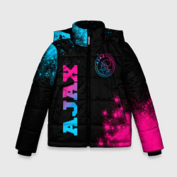 Куртка зимняя для мальчика Ajax - neon gradient: надпись, символ, цвет: 3D-черный