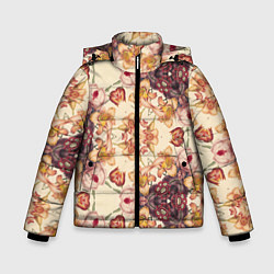 Куртка зимняя для мальчика Цветы абстрактные розы, цвет: 3D-светло-серый