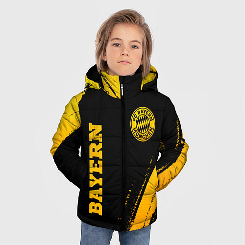 Зимняя куртка для мальчика Bayern - gold gradient: надпись, символ / 3D-Черный – фото 3