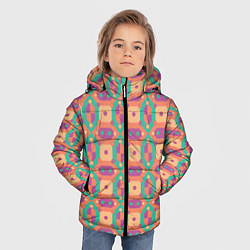 Куртка зимняя для мальчика Паттерн мозайка, цвет: 3D-черный — фото 2