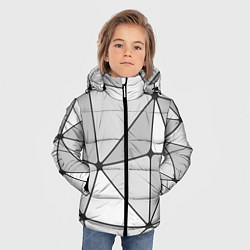 Куртка зимняя для мальчика Геометрические линии на сером фоне, цвет: 3D-черный — фото 2