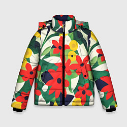 Зимняя куртка для мальчика Цветочный яркий паттерн