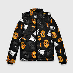Куртка зимняя для мальчика Тыквы и привидения, цвет: 3D-черный