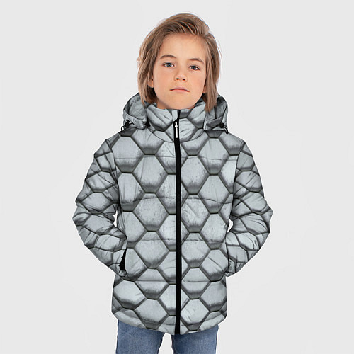 Зимняя куртка для мальчика Бетонная черепица - текстура / 3D-Черный – фото 3