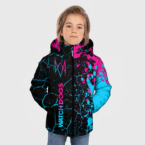 Зимняя куртка для мальчика Watch Dogs - neon gradient: по-вертикали / 3D-Черный – фото 3