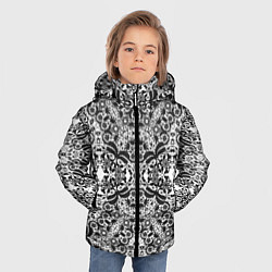 Куртка зимняя для мальчика Черно-белый ажурный кружевной узор, цвет: 3D-красный — фото 2