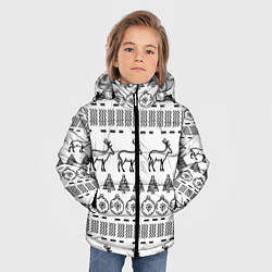 Куртка зимняя для мальчика Черно-белый узор с оленями, цвет: 3D-черный — фото 2