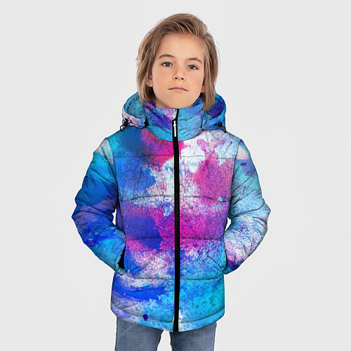 Зимняя куртка для мальчика Радужная абстракция / 3D-Черный – фото 3