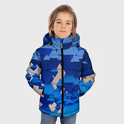 Куртка зимняя для мальчика Абстрактные синие тетраэдры, цвет: 3D-красный — фото 2
