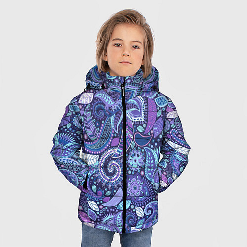 Зимняя куртка для мальчика Индийский орнамент - Пейсли / 3D-Черный – фото 3
