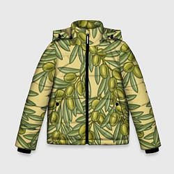 Куртка зимняя для мальчика Винтажные ветви оливок, цвет: 3D-светло-серый