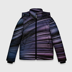 Куртка зимняя для мальчика Волнообразные фиолетовые паттерны, цвет: 3D-черный