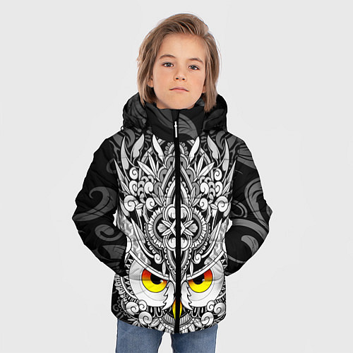 Зимняя куртка для мальчика Сова с золотыми глазами / 3D-Черный – фото 3