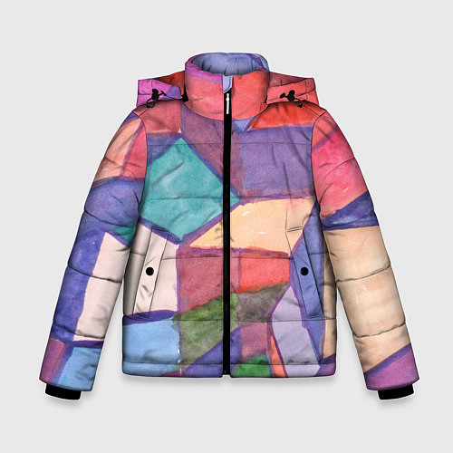 Зимняя куртка для мальчика Геометрия акварель / 3D-Светло-серый – фото 1