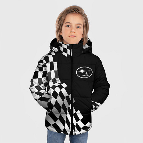 Зимняя куртка для мальчика Subaru racing flag / 3D-Черный – фото 3