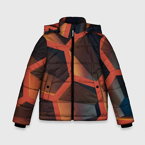 Зимняя куртка для мальчика Абстрактные шестигранные фигуры / 3D-Светло-серый – фото 1