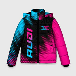 Куртка зимняя для мальчика Audi - neon gradient: надпись, символ, цвет: 3D-черный