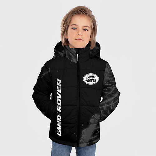 Зимняя куртка для мальчика Land Rover speed на темном фоне со следами шин: на / 3D-Черный – фото 3