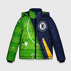 Куртка зимняя для мальчика Chelsea football field, цвет: 3D-черный