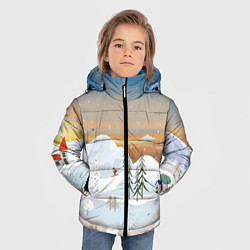 Куртка зимняя для мальчика Новогоднее настроение - пейзаж, цвет: 3D-черный — фото 2