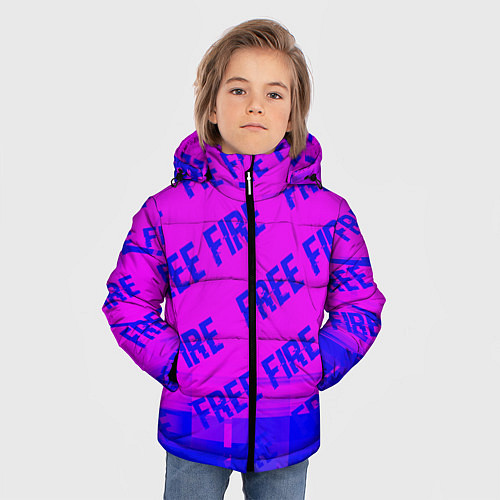 Зимняя куртка для мальчика Free Fire glitch text effect: паттерн / 3D-Черный – фото 3
