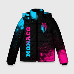 Куртка зимняя для мальчика Monaco - neon gradient: надпись, символ, цвет: 3D-черный